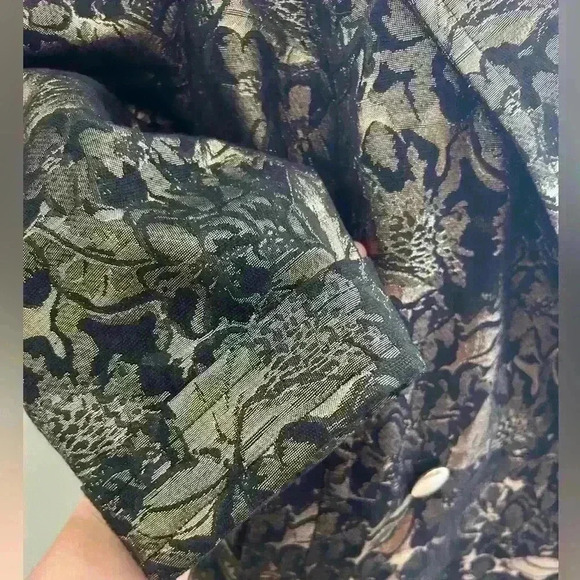 Lane Bryant Plus Size Jacquard Gold Black Midi Length Double Breasted Blazer - Picture 5 of 10